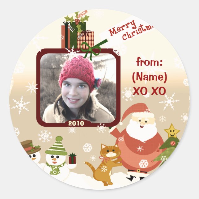 Pegatinas de Navidad de fotos personalizadas de ép (Anverso)
