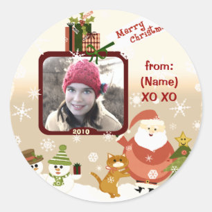 Pegatinas de Navidad de fotos personalizadas de ép
