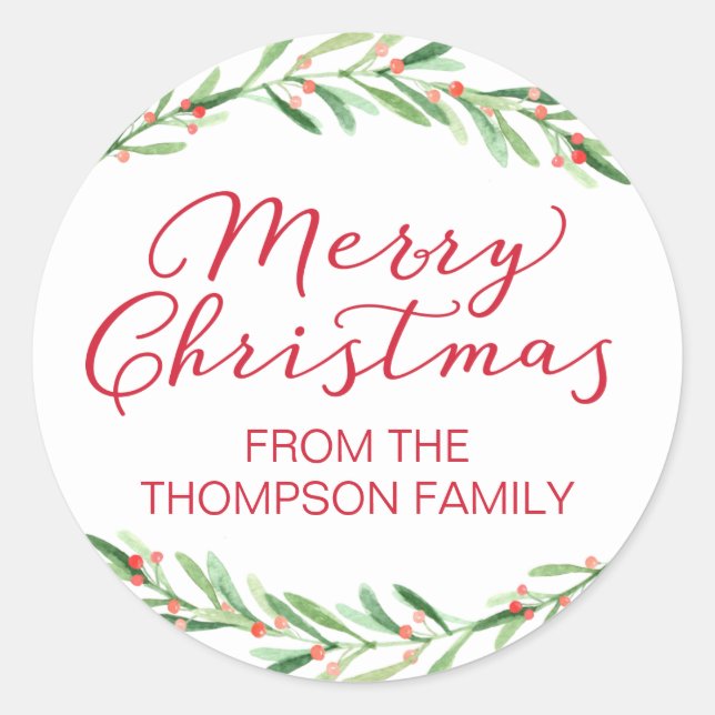 Pegatinas de Navidad de rama verde y roja (Anverso)