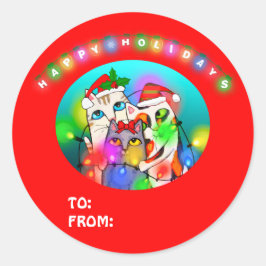 Pegatinas de Navidad de Santa Cats Cuadros / Etiqu