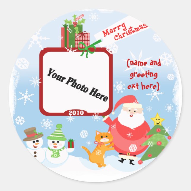 Pegatinas de Navidad fotográficas personalizadas (Anverso)