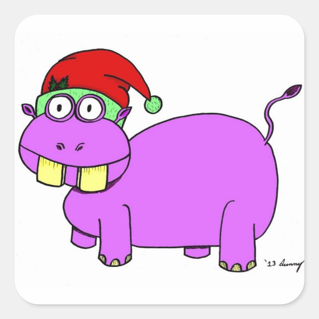 Pegatinas de Navidad Hippo - Conjunto de 20 (Anverso)