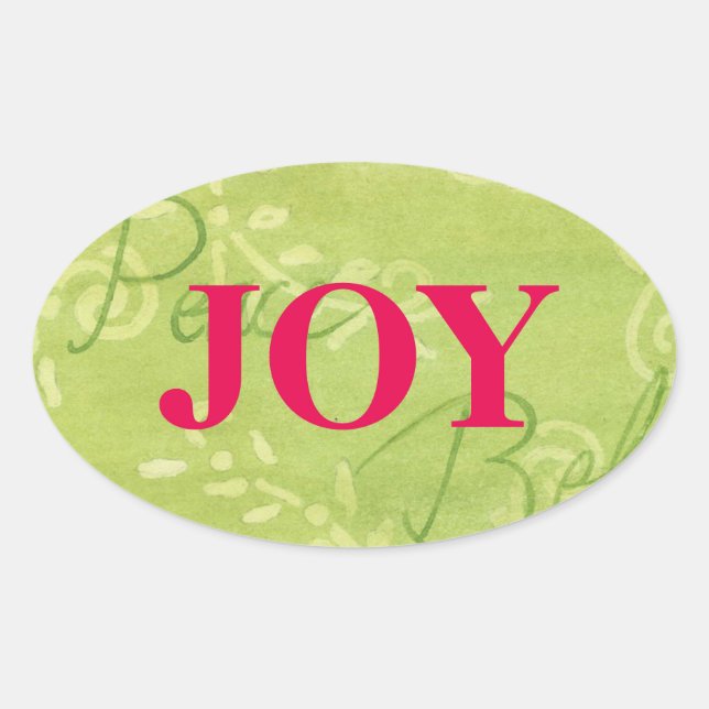 Pegatinas de Navidad Joy Bold y Hermoso  Ovalado (Anverso)