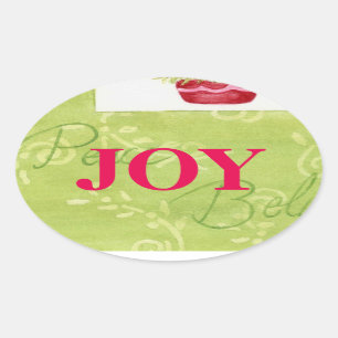 Pegatinas de Navidad Joy Bold y Hermoso Ovalado