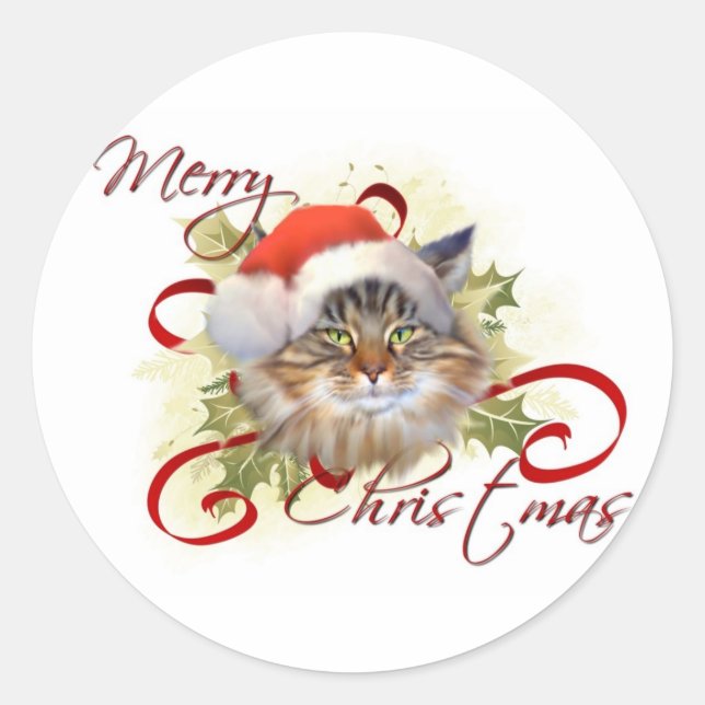 Pegatinas de Navidad para el gato Maine Coon (Anverso)
