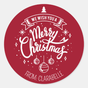 Pegatinas de Navidad personalizadas (simple rojo m