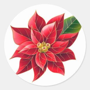 Pegatinas de Navidad-Poinsettia roja