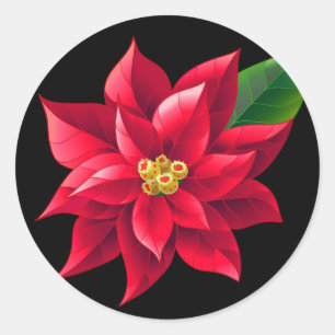 Pegatinas de Navidad-Poinsettia roja
