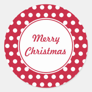 Pegatinas de Navidad Retro Dot Red Merry