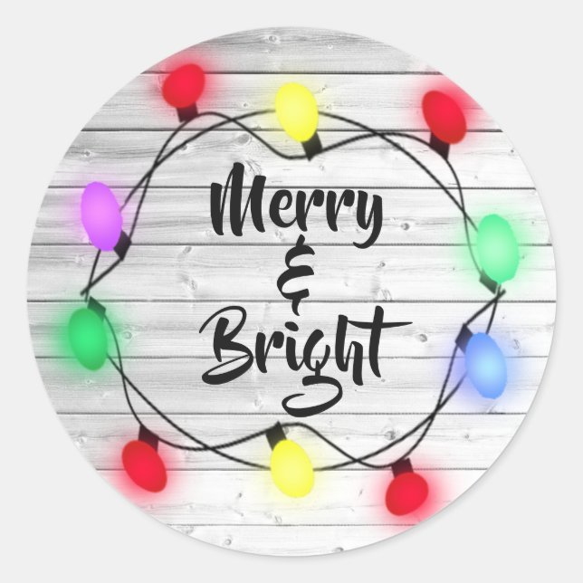 Pegatinas de Navidad rusas "Feliz y Brillante" (Anverso)