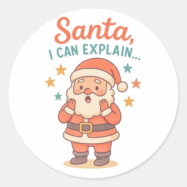 Pegatinas de Navidad Santa Puedo Explicar | Divert (Anverso)
