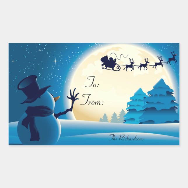 Pegatinas de Navidad/Snowman, Santa y Sleigh (Anverso)