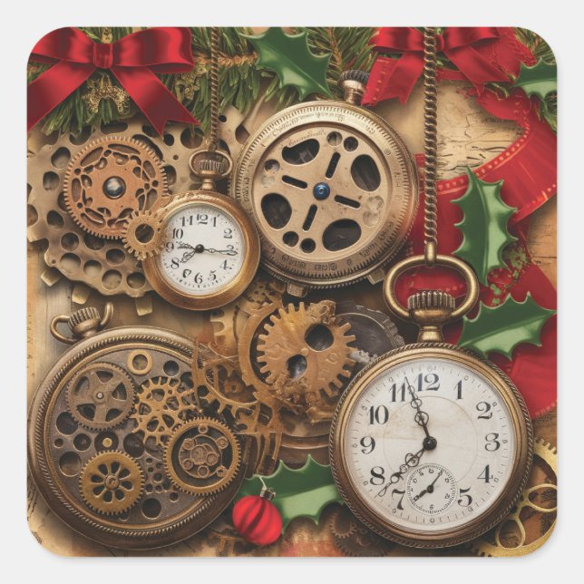 Pegatinas de Navidad Steampunk (Anverso)