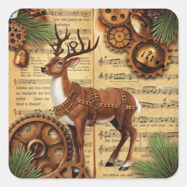 Pegatinas de Navidad Steampunk (Anverso)