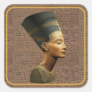 Pegatinas de Nefertiti Square en el fondo jeroglíf