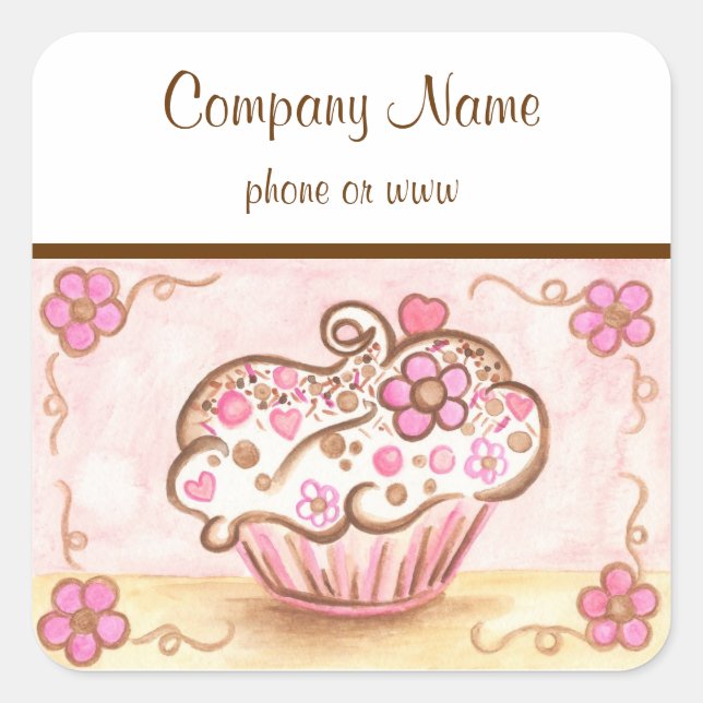 Pegatinas de Negocio de Cupcakes (Anverso)