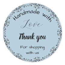 Pegatinas de negocios con flores azules.