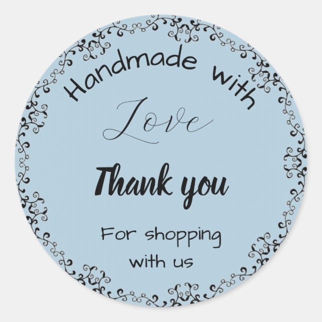 Pegatinas de negocios con flores azules. (Anverso)