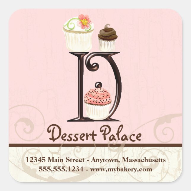 Pegatinas de negocios con logotipo de pastel de mo (Anverso)