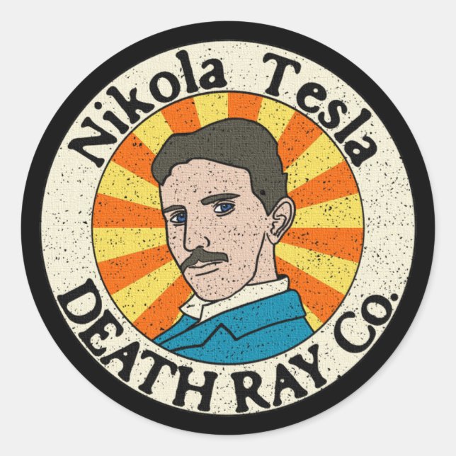 Pegatinas de Nikola Tesla Death Ray Co. (Anverso)