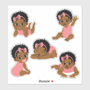 Pegatinas de niña negra afroamericana bebé linda