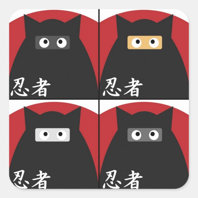 Pegatinas de Ninja Kitty Square (Anverso)
