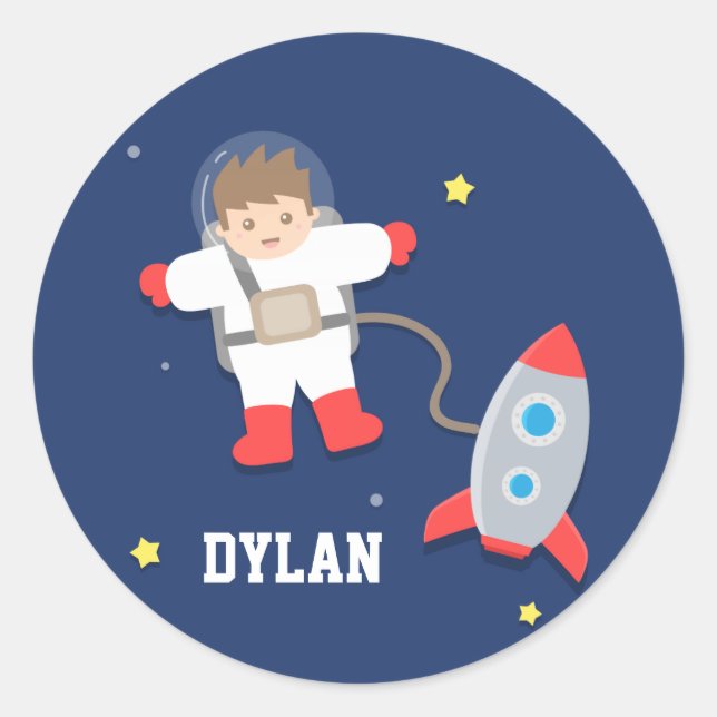 Pegatinas de niños astronautas de nave espacial (Anverso)