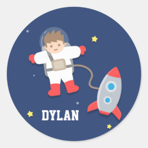 Pegatinas de niños astronautas de nave espacial