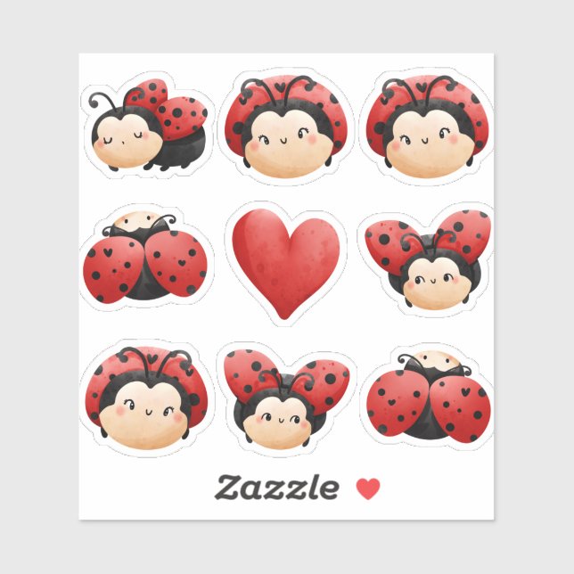 Pegatinas de niños con temas de LadyBug (Hoja)