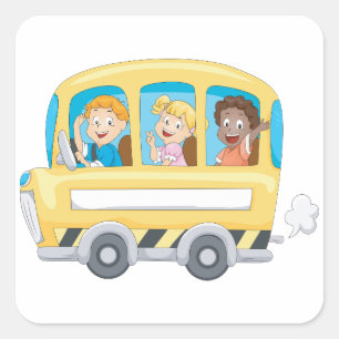 Pegatinas de niños en un autobús escolar
