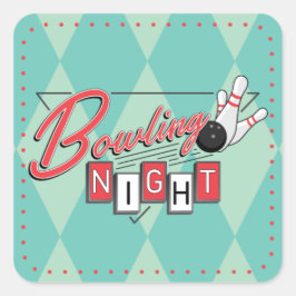Pegatinas de Noche de Bolos con Logo Retro