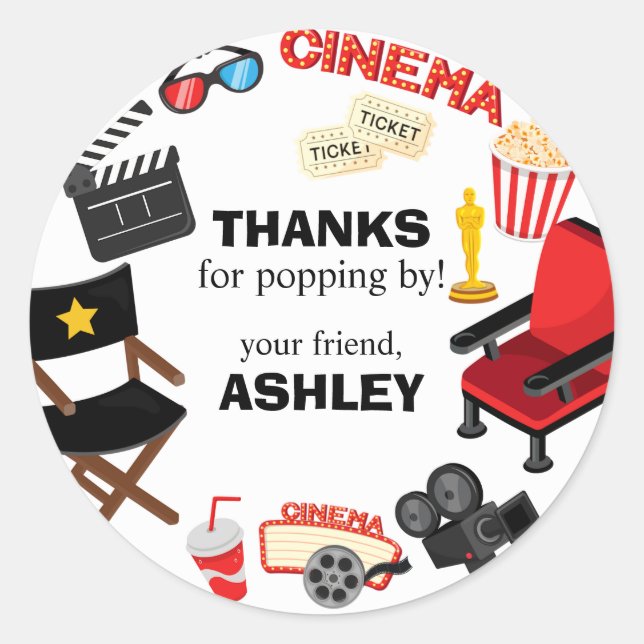 Pegatinas de Noche de Cine de Película (Anverso)