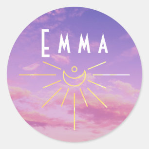 Pegatinas de nombre de Emma Redondas Sol Boho Hipp