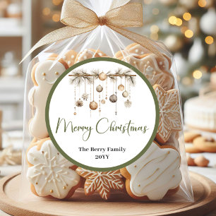 Pegatinas de nombre de familia de Navidad neutras 