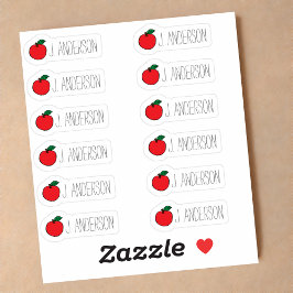 Pegatinas de nombre de manzana roja para maestros