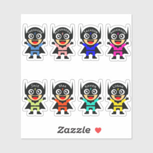 Pegatinas de nombre múltiple Super Hero Personaliz