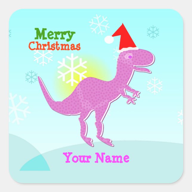 Pegatinas de nombres de dinosaurios de navidad T-R (Anverso)