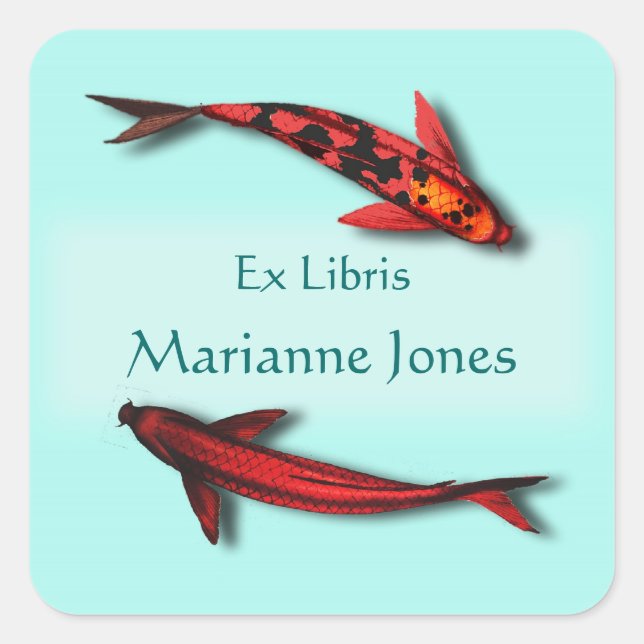 Pegatinas de nombres de placa de pesca de Koi Rojo (Anverso)