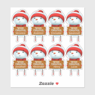 Pegatinas de nombres de vacaciones de invierno