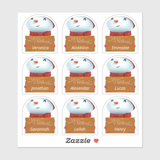 Pegatinas de nombres de vacaciones de invierno (Hoja)