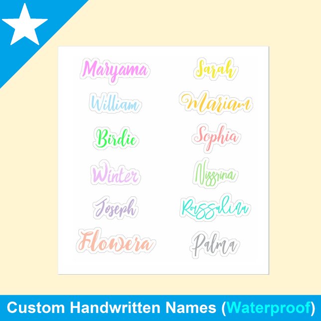 Pegatinas de nombres manuscritos de acuarela (impe (watercolor name stickers
handwritten script labels
artistic name tags
best waterproof stickers
)