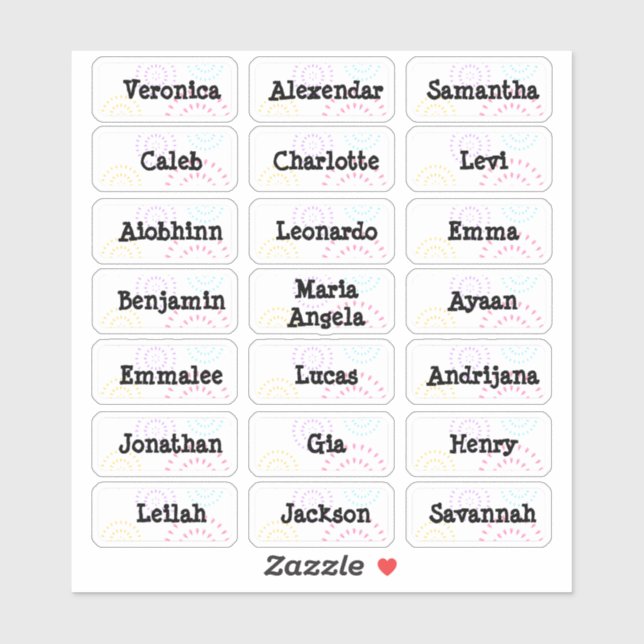 Pegatinas de nombres múltiples de Fireworks (Hoja)