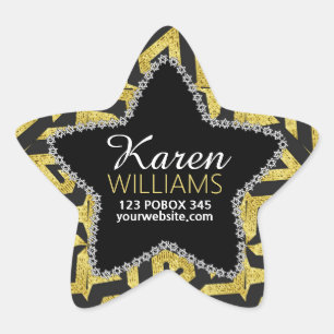 Pegatinas de nombres personalizados Black+Gold Sta