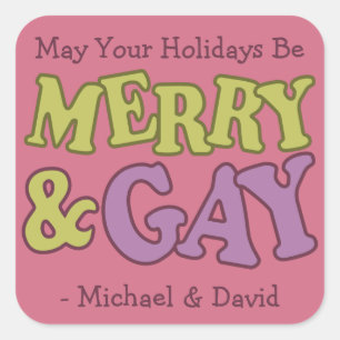 Pegatinas de nombres personalizados de merry y gay