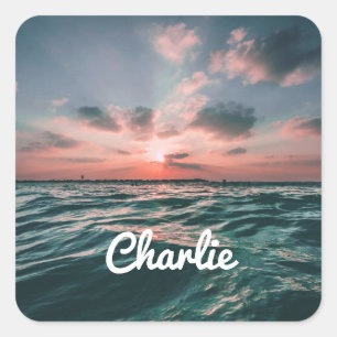 Pegatinas de nombres personalizados de Ocean Sunse
