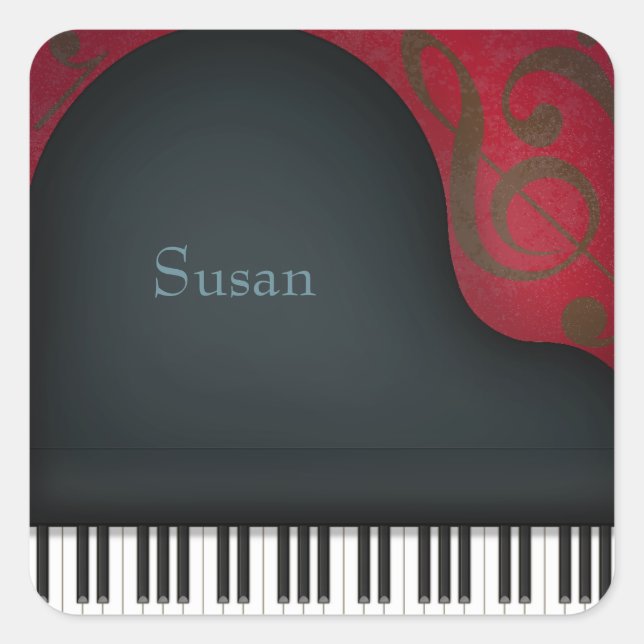 Pegatinas de nombres personalizados de piano negro (Anverso)
