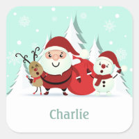 Pegatinas de nombres personalizados de Santa, Rein