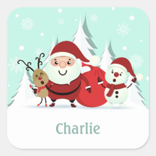 Pegatinas de nombres personalizados de Santa, Rein