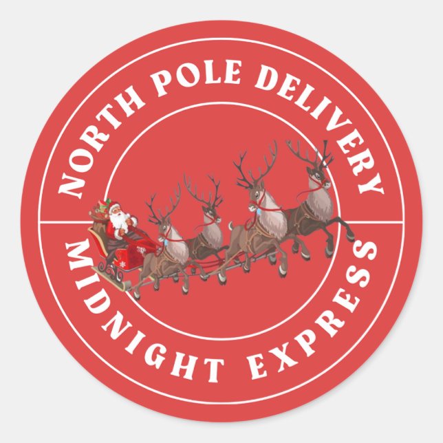 Pegatinas de North Pole Delivery Express con renos (Anverso)
