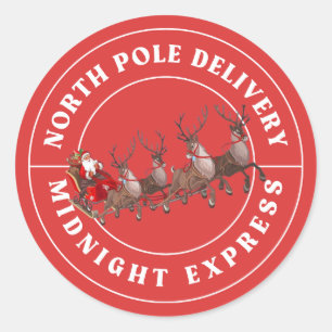 Pegatinas de North Pole Delivery Express con renos